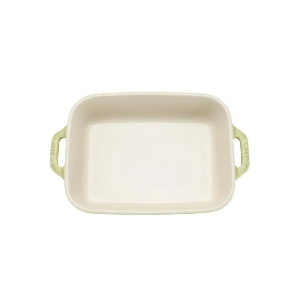 Staub Ceramic Rectangular Gratin Baking Dish Macaron Pastel Green NIB